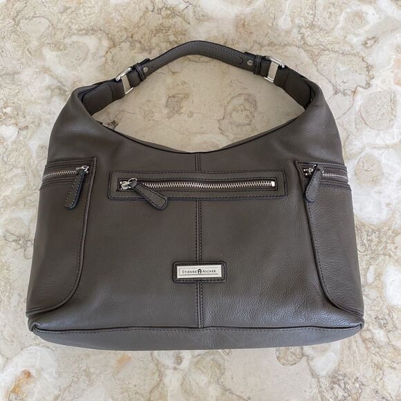 Etienne Aigner Grey Leather Shoulder Bag - Picture 7 of 13
